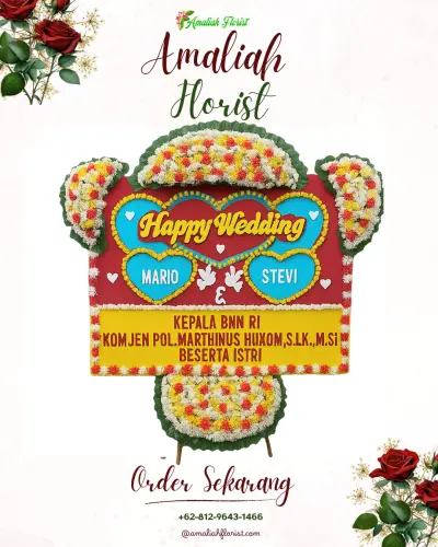 Karangan Papan Bunga Pernikahan di Kantin